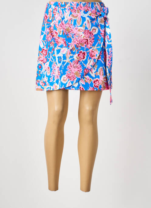 Jupe courte fermeture zippée au dos bleu GRACIELA femme