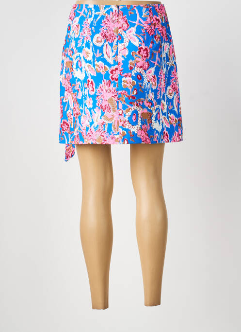 Jupe courte fermeture zippée au dos bleu GRACIELA femme