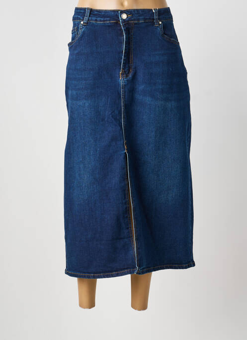 Jupe longue coupe droite bleu NINA CARTER femme