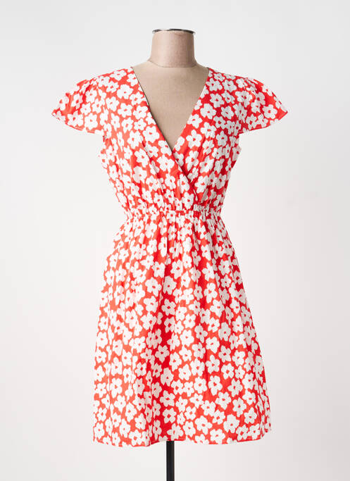 Robe courte coupe évasée manches courtes rouge MAELLE femme