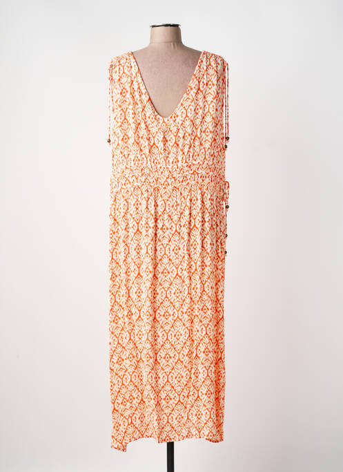 Robe longue imprimé fantaisie manches courtes orange DEELUXE femme