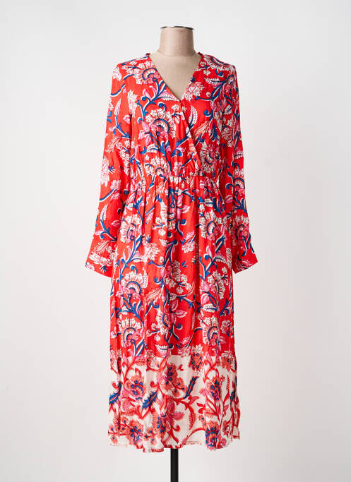 Robe longue manches longues manches longues rouge C'EST BEAU LA VIE femme