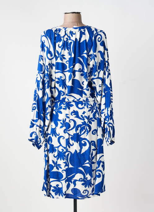 Robe mi-longue imprimé fantaisie manches longues bleu AKOZ DE TOI femme