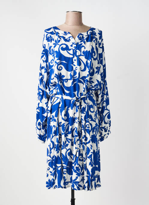 Robe mi-longue imprimé fantaisie manches longues bleu NOUGAT femme