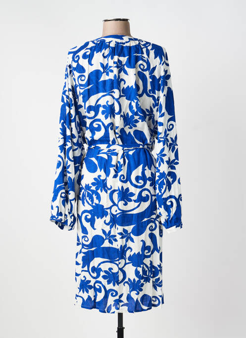 Robe mi-longue imprimé fantaisie manches longues bleu NOUGAT femme