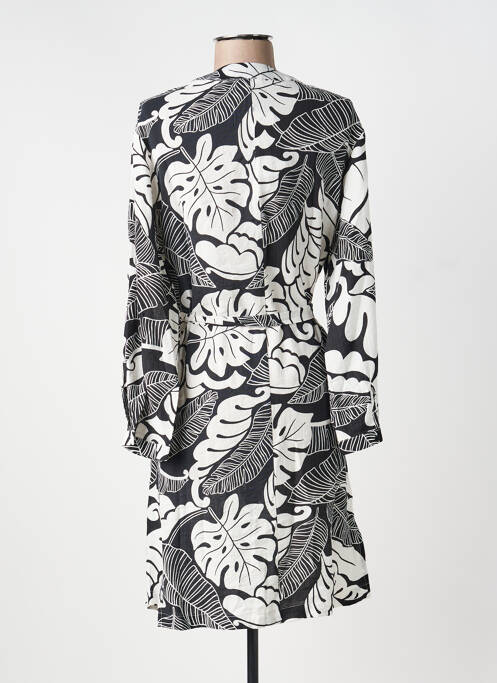 Robe mi-longue imprimé fantaisie manches longues noir AKOZ DE TOI femme