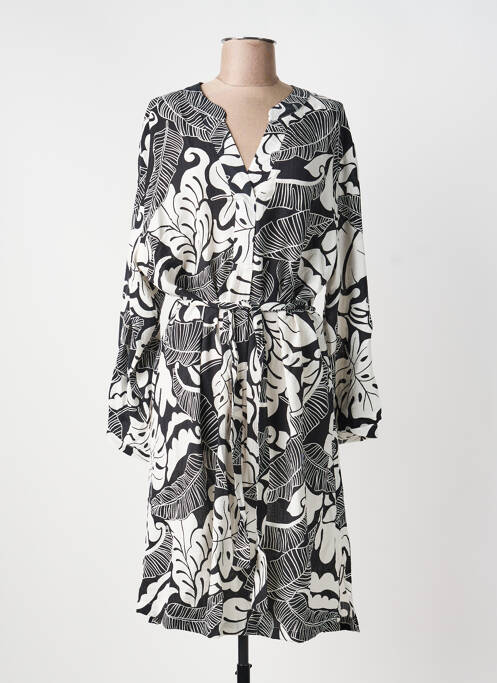 Robe mi-longue imprimé fantaisie manches longues noir NOUGAT femme