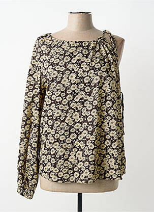 Top imprimé fantaisie manches longues marron RALPH LAUREN femme