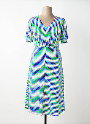 Robe longue imprimé fantaisie manches courtes bleu RALPH LAUREN femme