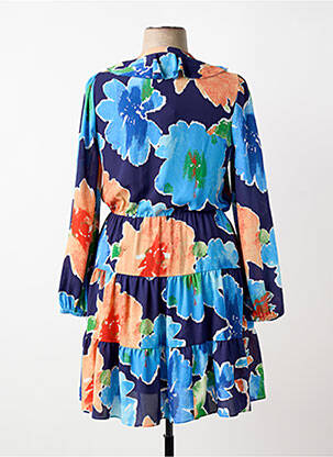 Robe courte coupe évasée manches longues bleu RALPH LAUREN femme