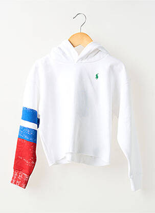 Sweat-shirt à capuche col v manches longues blanc RALPH LAUREN garcon