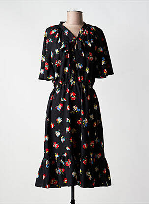 Robe mi-longue imprimé fantaisie manches courtes noir RALPH LAUREN femme