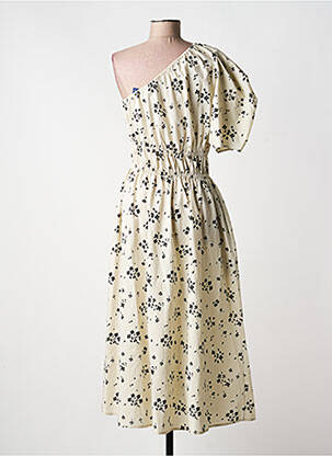 Robe longue imprimé fantaisie manches courtes beige RALPH LAUREN femme