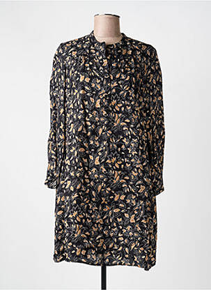 Robe mi-longue imprimé fantaisie manches longues noir LE COMPTOIR DES QUARTIERS femme