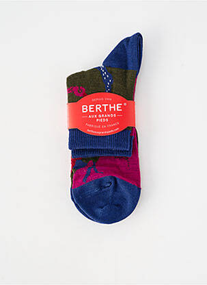 Chaussettes imprimé fantaisie bleu BERTHE AUX GRANDS PIEDS femme