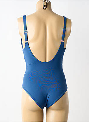 Maillot de bain 1 pièce effet matière satinée haut soutien-gorge avec mousse de rembourrage amovible bleu DAVID femme