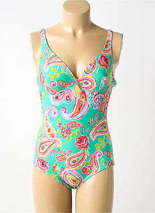 Maillot de bain 1 pièce effet matière satinée haut soutien-gorge avec mousse de rembourrage amovible vert ANTIGEL femme