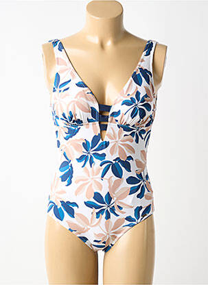 Maillot de bain 1 pièce effet matière satinée haut soutien-gorge avec mousse de rembourrage amovible blanc LIVIA femme