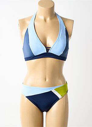 Maillot de bain 2 pièces stretch haut soutien-gorge avec mousse de rembourrage amovible bleu LIDEA femme