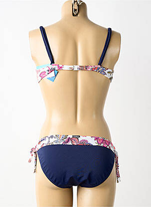 Maillot de bain 2 pièces stretch haut soutien-gorge balconnet bleu LIDEA femme
