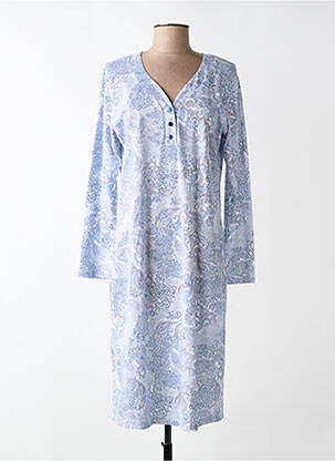 Chemise de nuit col v bleu MOONKA femme