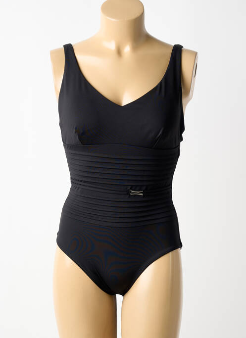 Maillot de bain 1 pièce effet matière satinée haut soutien-gorge avec mousse de rembourrage amovible noir DAVID femme