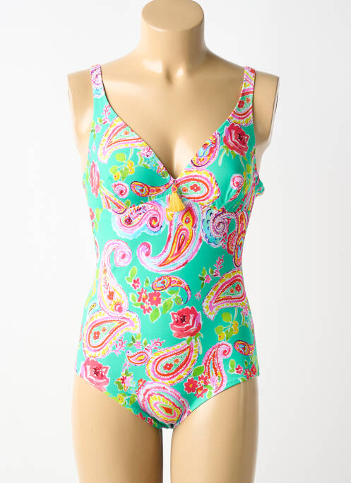Maillot de bain 1 pièce effet matière satinée haut soutien-gorge avec mousse de rembourrage amovible vert ANTIGEL femme