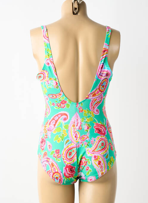 Maillot de bain 1 pièce effet matière satinée haut soutien-gorge avec mousse de rembourrage amovible vert ANTIGEL femme