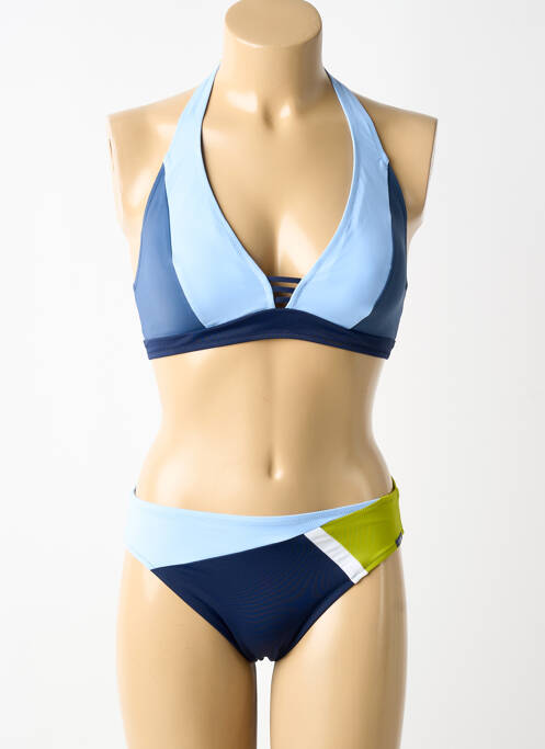 Maillot de bain 2 pièces stretch haut soutien-gorge avec mousse de rembourrage amovible bleu LIDEA femme