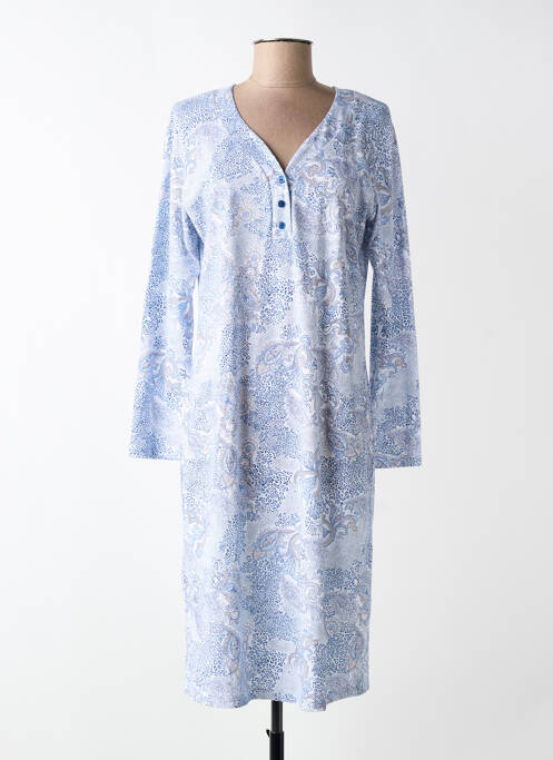 Chemise de nuit manches longues bleu MOONKA femme