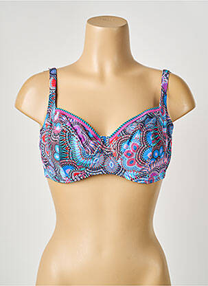 Haut de maillot de bain stretch haut soutien-gorge balconnet bleu ANTIGEL femme