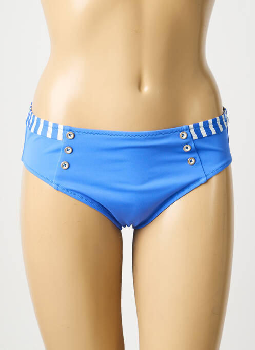 Bas de maillot de bain effet matière satinée culotte bleu LIDEA femme