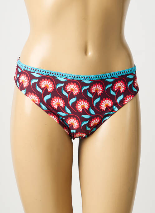 Bas de maillot de bain imprimé fleurs culotte rouge ANTIGEL femme