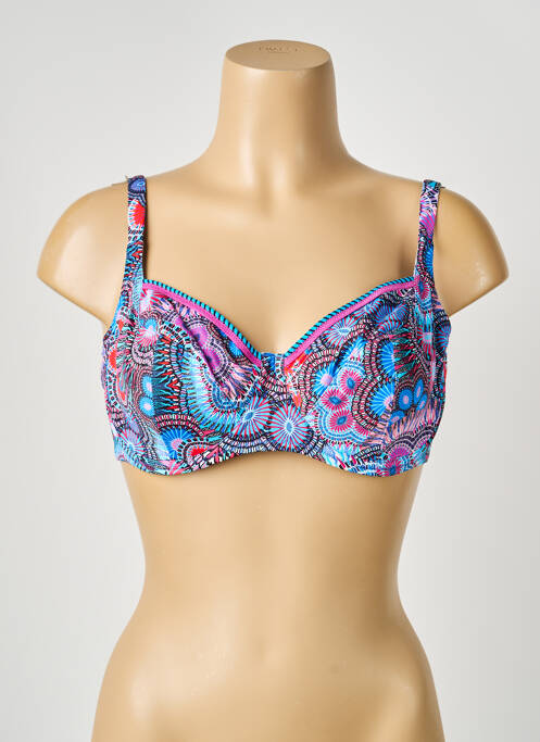 Haut de maillot de bain stretch haut soutien-gorge balconnet bleu ANTIGEL femme