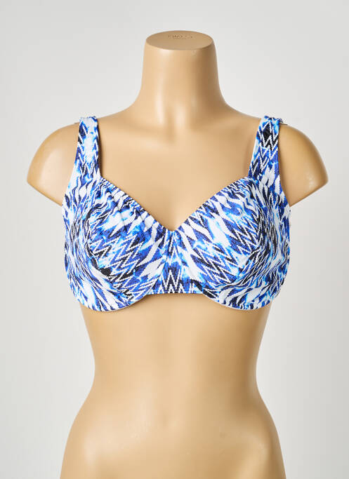 Haut de maillot de bain stretch haut soutien-gorge balconnet bleu LIDEA femme