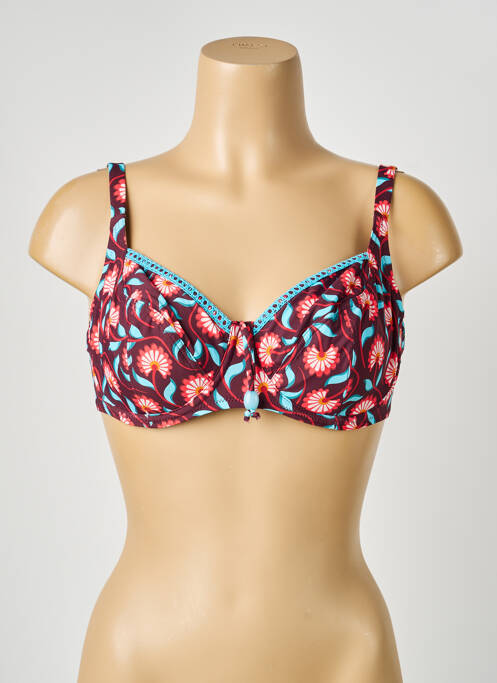 Haut de maillot de bain stretch haut soutien-gorge balconnet rouge ANTIGEL femme