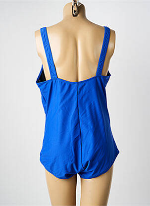 Maillot de bain 1 pièce effet matière satinée haut soutien-gorge moulé bleu DAMART femme