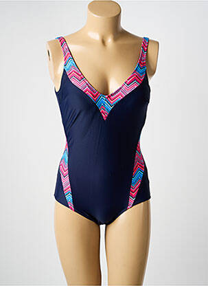 Maillot de bain 1 pièce effet matière satinée haut triangles bleu DAMART femme
