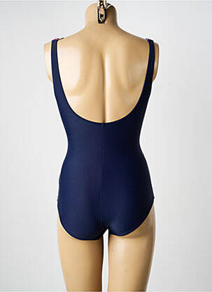 Maillot de bain 1 pièce effet matière satinée haut triangles bleu DAMART femme