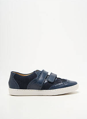 Baskets tissage satiné bout rond bleu SHOO POM fille