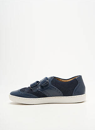 Baskets tissage satiné bout rond bleu SHOO POM fille