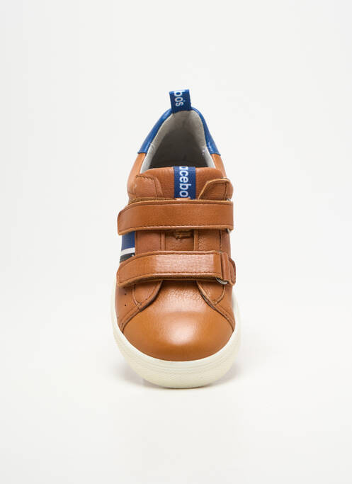 Baskets fermeture scratch bout rond marron ACEBOS garcon