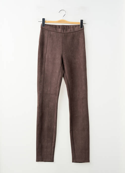 Legging tissage suedine taille haute marron ROSNER femme