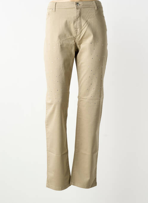 Pantalon droit stretch taille normale beige FUEGO WOMAN femme