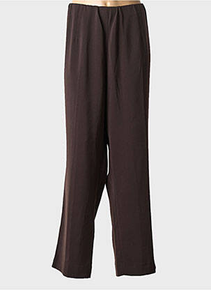 Pantalon droit tissage crêpe taille normale marron SEMPRE PIU BY CHALOU femme