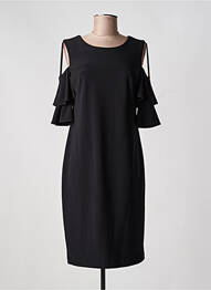 Robe mi-longue tissage crêpe manches courtes noir JOSEPH RIBKOFF femme
