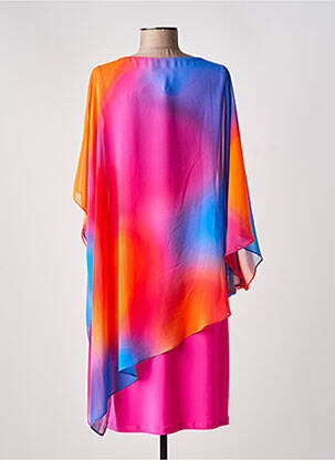 Robe mi-longue imprimé fleurs manches 3/4 rose JOSEPH RIBKOFF femme