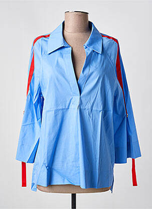Blouse tissage popeline manches 3/4 bleu LOLA CASADEMUNT femme