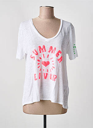 T-shirt col v manches courtes blanc GRACE femme