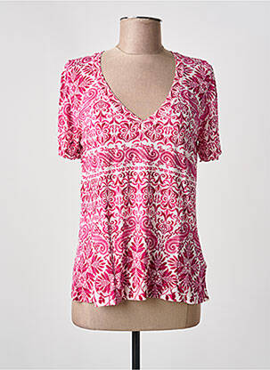 Pull coupe cintrée manches courtes rose IVKO femme